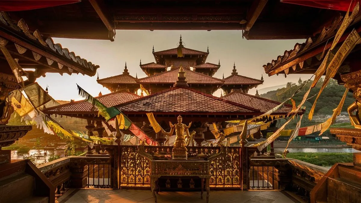 Buddyjska świątynia z kilkoma dachami